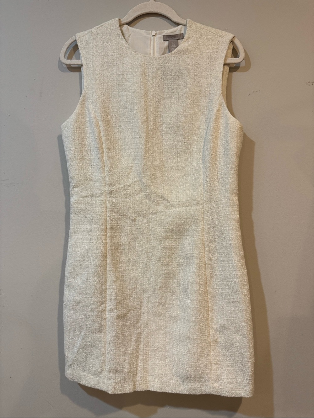 H&M Cream Sleeveless Textured Sheath Dress